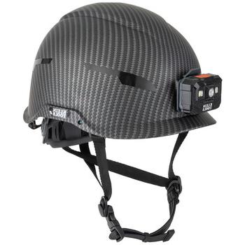 护头装置| 克莱恩的工具 60515 Premium KARBN图案无排气E级安全帽，带头灯